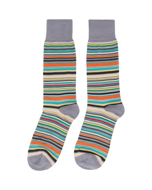 Paul Smith Blue Six-Pack 'Signature Stripe' Socks for men