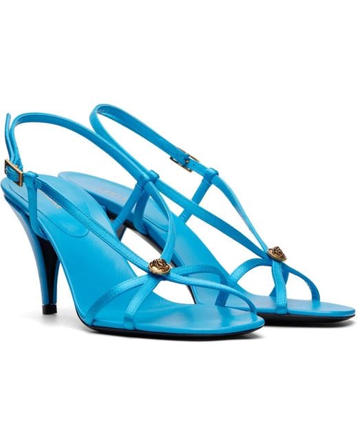 Versace Blue Valentina Satin Heeled Sandals