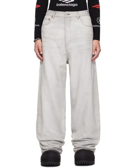 メンズ Balenciaga グレー ウォータープルーフ デニム ジーンズ Black