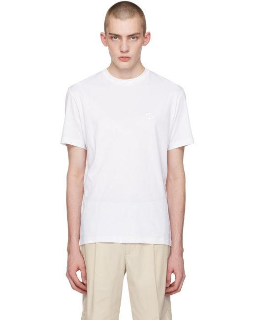 メンズ Giorgio Armani ホワイト ロゴ刺繍 Tシャツ White