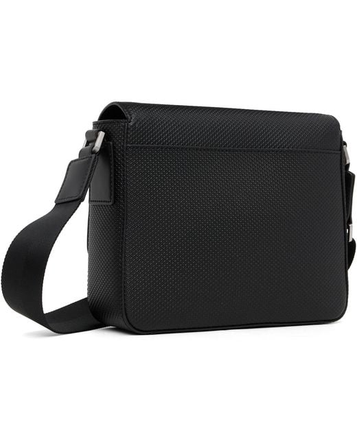 Lacoste Black Chantaco Leather Messenger Bag for men
