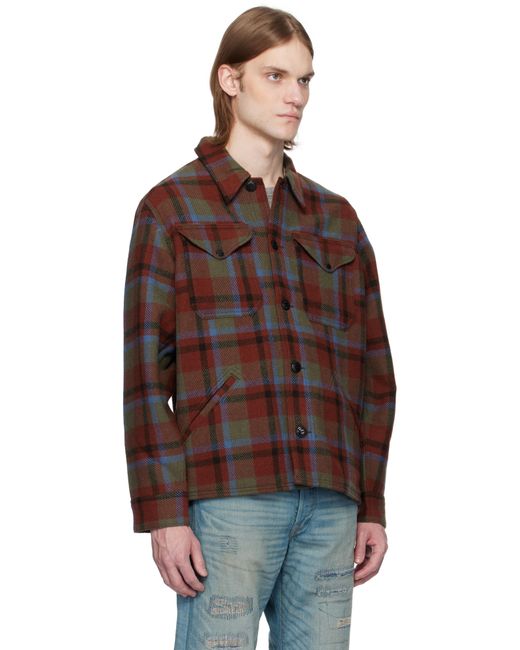 メンズ RRL マルチカラー Ace Cruiser ウール シャツジャケット Brown