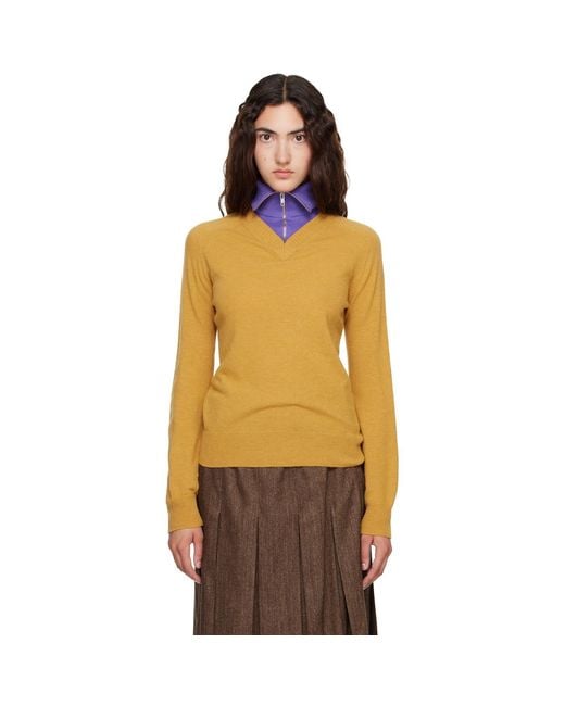 MM6 by Maison Margiela Orange Layered Neckline Sweater