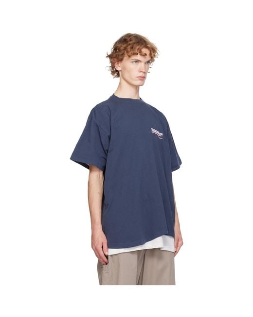 Balenciaga Blue Political Campaign Double T-Shirt for men