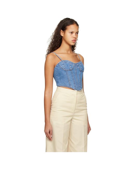 Juun.J Blue Paneled Denim Camisole