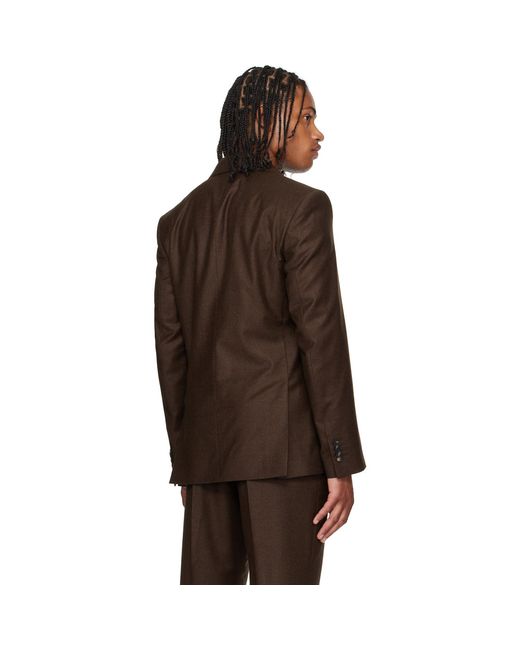 Ferragamo Black Single Breasted Flannel Blazer for men