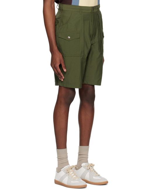 Beams Plus Green Drawstring Shorts for men
