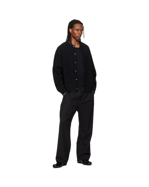 Wooyoungmi Black Round Neck Wool Cardigan for men