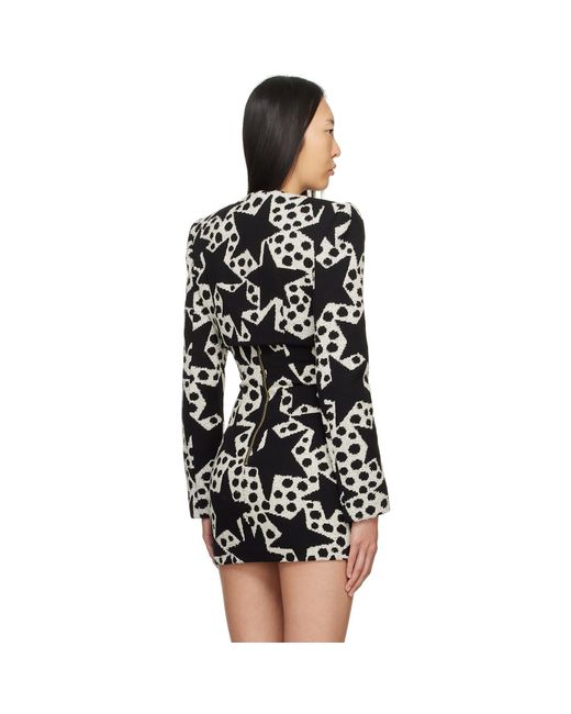Area Black & Off-white Crystal Medallion Blazer