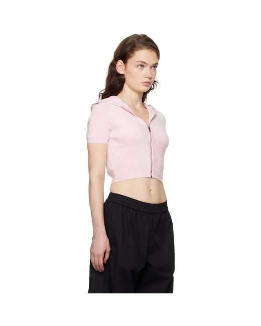 T By Alexander Wang Black Cropped Zip-up Hoodie
