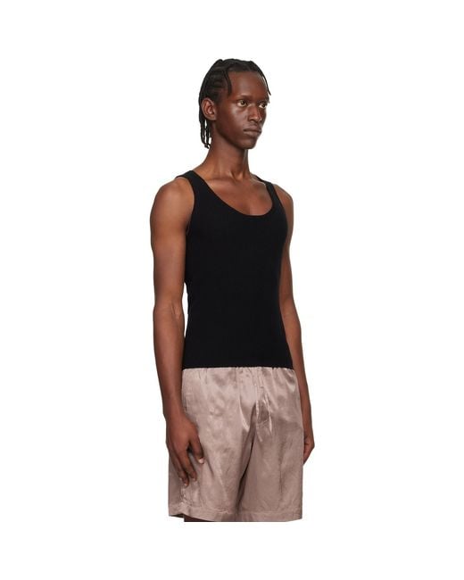 Dries Van Noten Black Rib Knit Tank Top for men