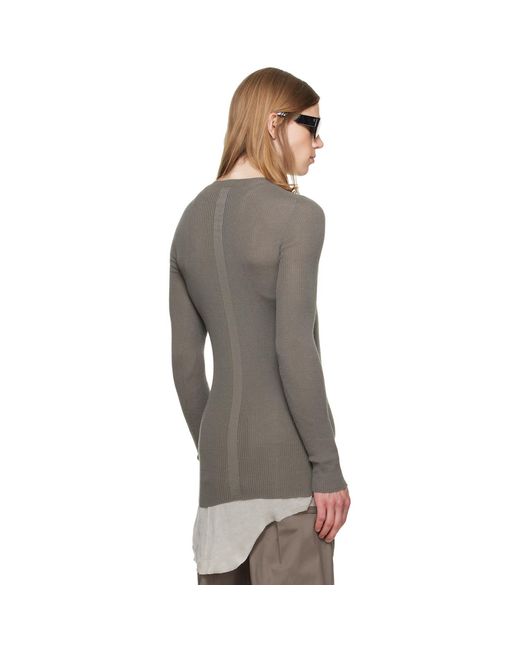 Rick Owens Gray Tower Ribbed Round Neck Sweater for men
