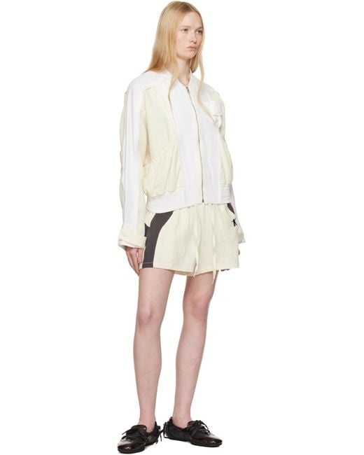 ジャケット OPEN YY LINEN PANELED BOMBER 5BSA037 OPEN YY LINEN PANELED BOMBER, WHITE – SeoulSeoul