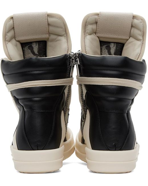 Rick Owens 'geo-basket' White High-top Sneakers With Contrasting ...