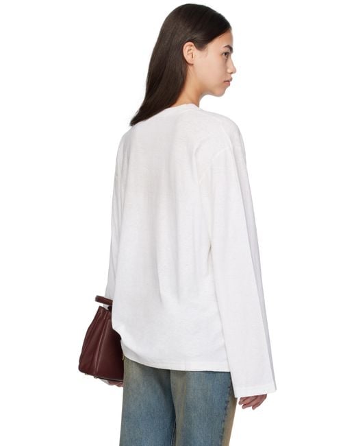 Acne White Off- Logo Relaxed-Fit T-Shirt