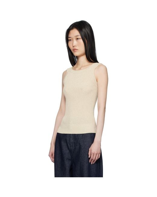 LE17SEPTEMBRE Blue Ribbed Scoop Neck Tank Top