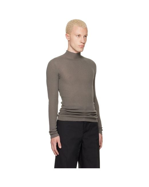 Rick Owens Gray Tower Ribbed Lupetto Sweater for men