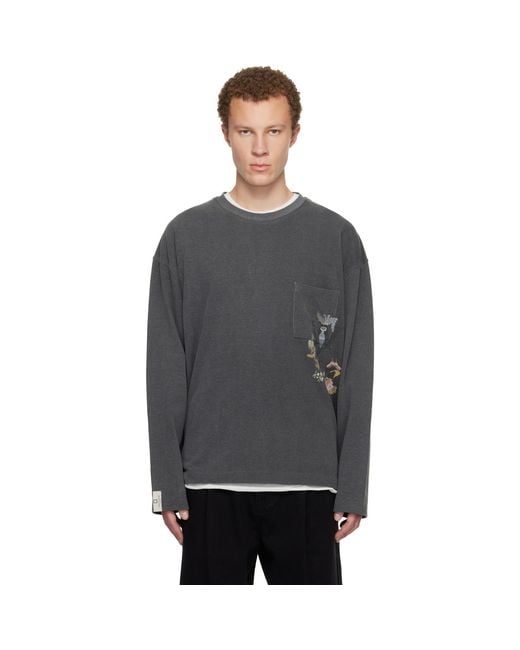 Wooyoungmi Black Minhwa Logo Long Sleeve T-Shirt for men