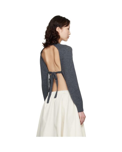 Cordera Blue Merino Wool Open-Back Cardigan