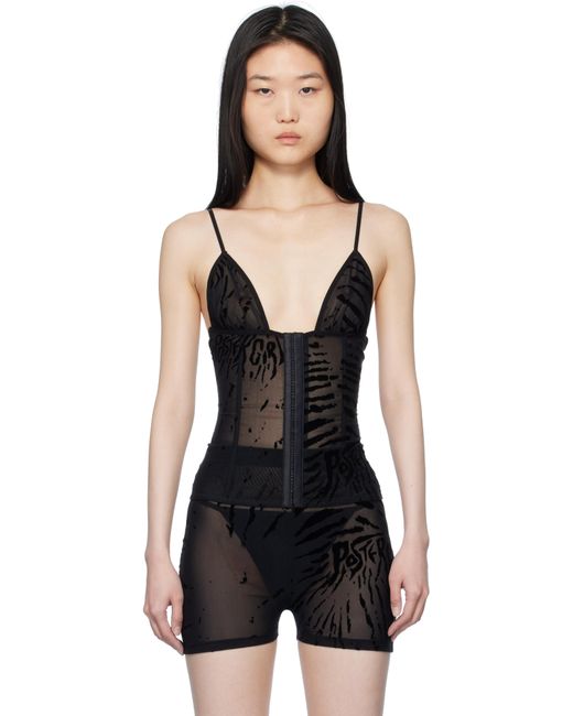 POSTER GIRL Black Doll Triangle Zebra Print Camisole