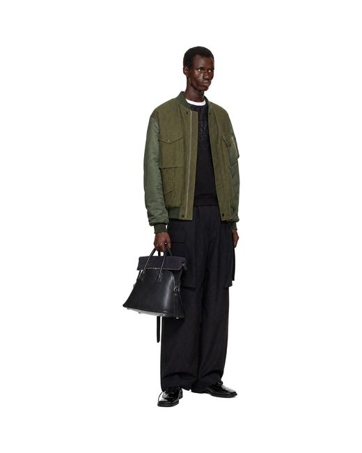 Junya Watanabe Green Khaki Needles Edition Satin Eye Bomber Jacket for men