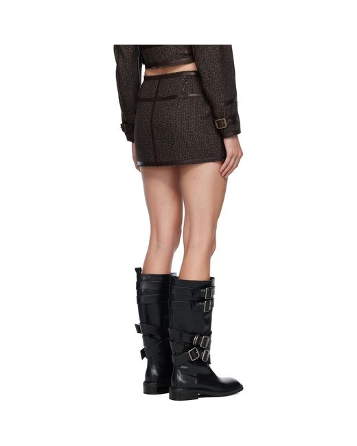 R13 Black Stitched Details Miniskirt