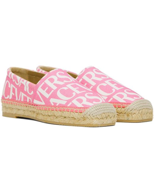 Versace Black Pink Logo Espadrilles