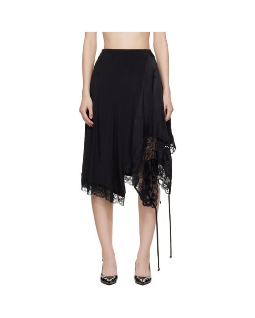 Vetements Black Reworked Lingerie Midi Skirt