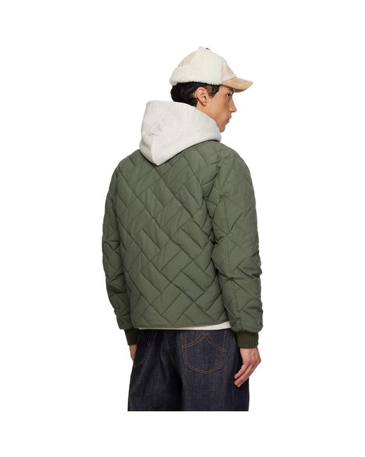 KENZO Green Khaki Paris Weave' Quilted Down Bomber Jacket for men