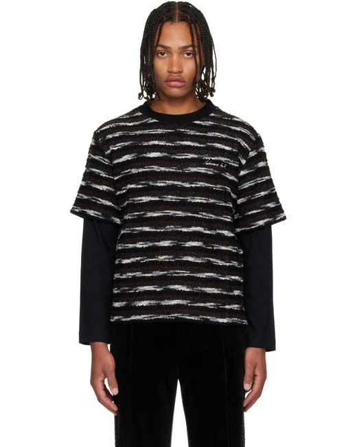 ANDERSSON BELL Black Stripe Layered Sweater for men