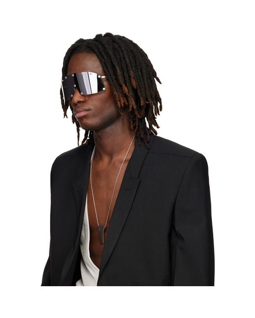 Rick Owens Black Temple Shielding Sunglasses for men