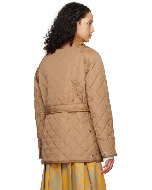 Burberry Brown Beige Diamond Quilted Jacket
