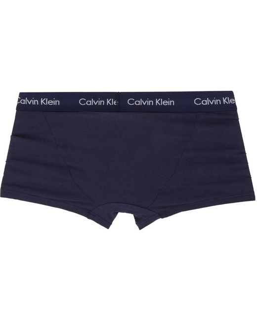 Calvin Klein Blue Three-pack Multicolor Low-rise Trunk Boxers for men