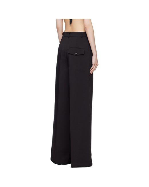 Pushbutton Black Side Folded Wide Trousers