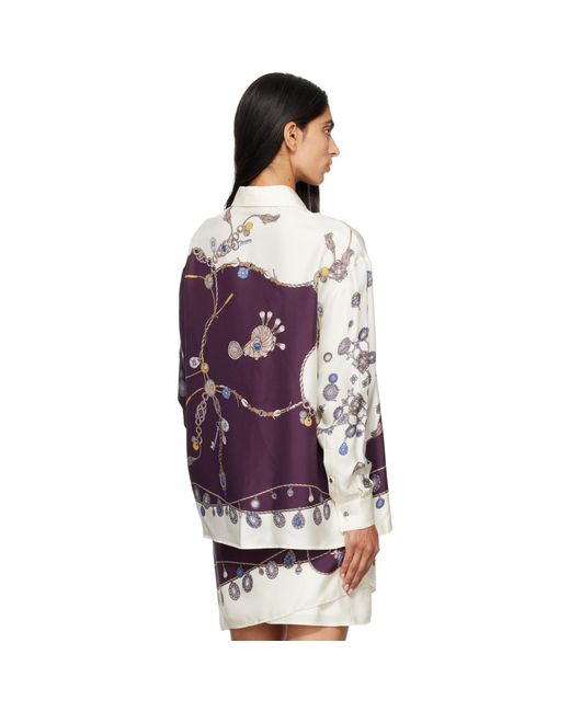 Versace Purple Printed Silk Twill Shirt