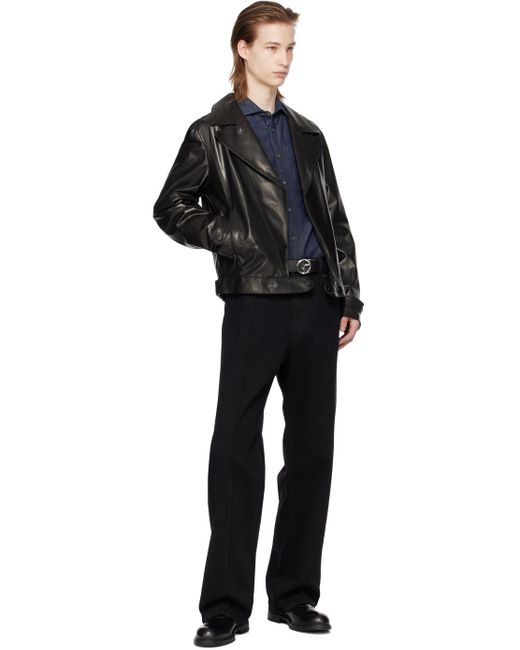 Emporio Armani Black Plongé Leather Jacket for men