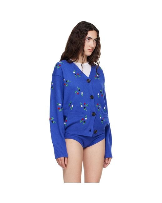 Marni Blue Floral Details Cardigan