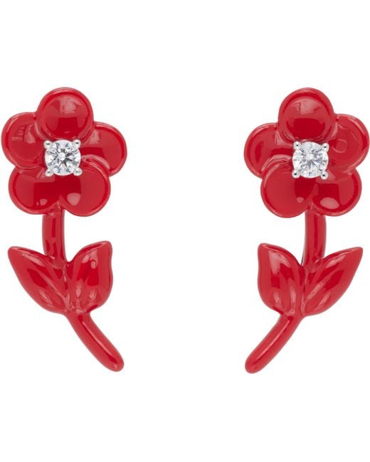 ShuShu/Tong Red Yvmin Edition Painted Flower Stud Earrings