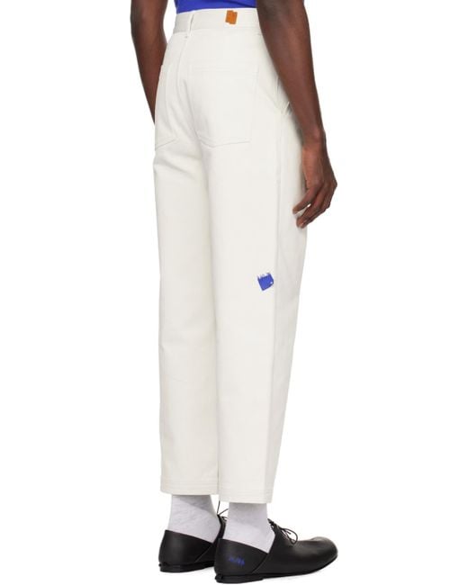Adererror White Significant Patch Trousers for men
