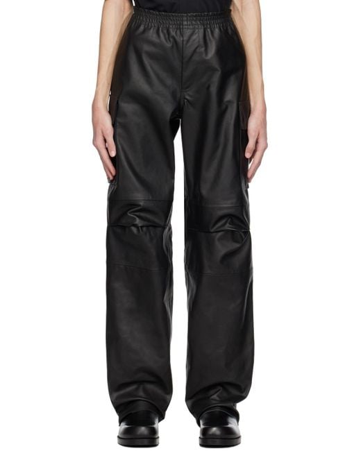 1017 ALYX 9SM Black Pleated Leather Cargo Pants for men