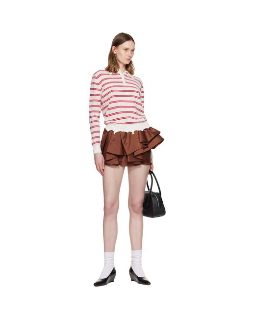 ShuShu/Tong Red Off- & Striped Long-Sleeve Knit Polo