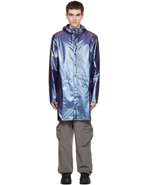 Rains Blue Long Jacket for men