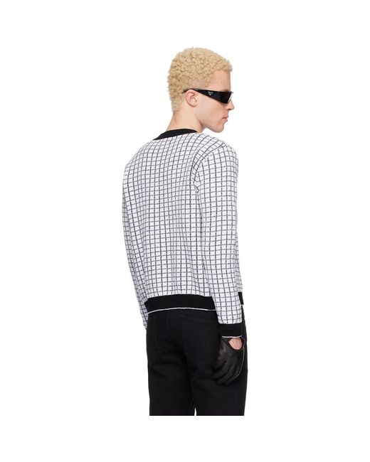 Ernest W. Baker Black Check Boucle Cardigan for men