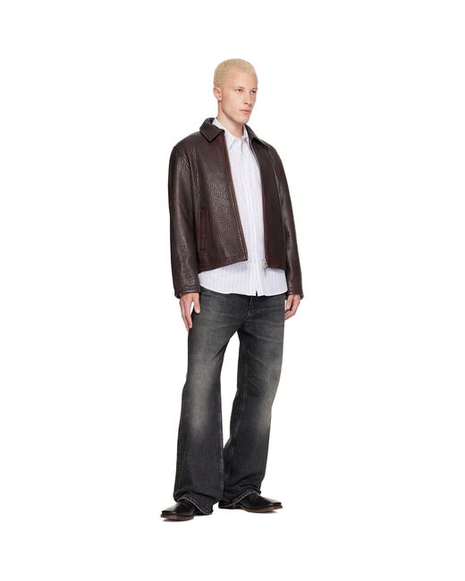 sunflower Brown Burgundy Short Leather Jacket for men