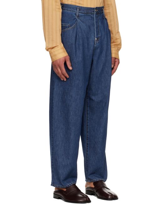 メンズ SOSHIOTSUKI ブルー Drape Pocket ウォッシュドジーンズ Blue