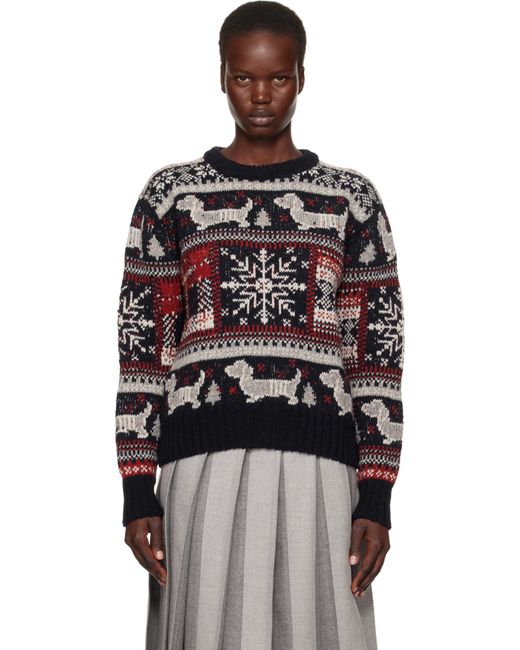 Crewneck Sweater Thom Browne Hector Sweater Hector Intarsia Wool