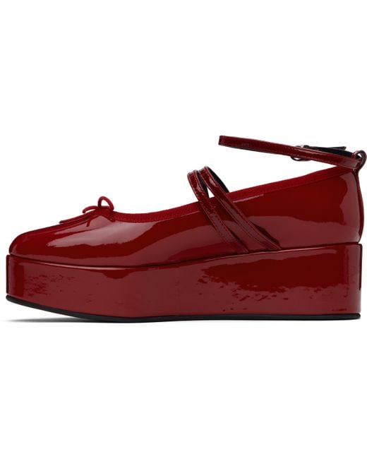 Repetto Red Cendrillon Platform Mary Jane Ballerina Flats