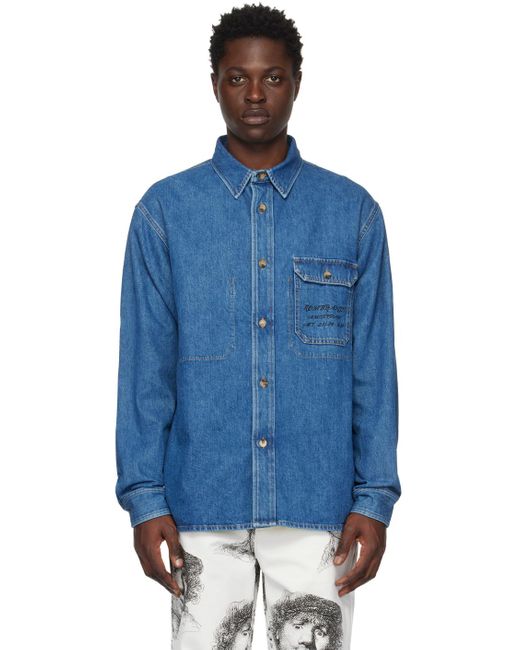 J.W. Anderson Blue Printed Denim Jacket for men