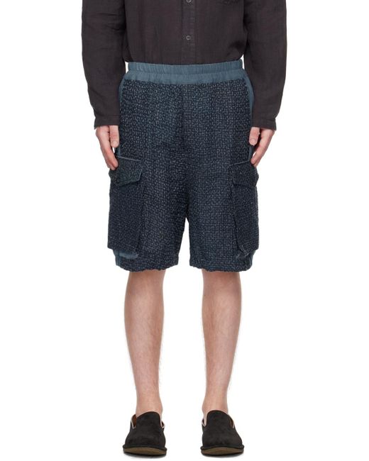 By Walid Black Stitched Shorts for men