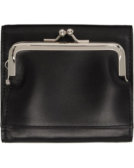 Y's Yohji Yamamoto Black Semi-Gloss Smooth Leather Wallet